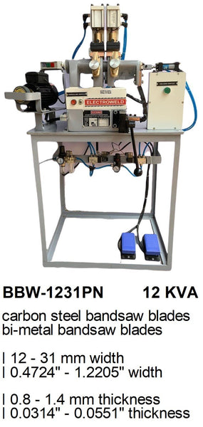 Electroweld Pneumatically Operated BandSaw Blade Butt Welder 12KVA (BBW-1231PN)