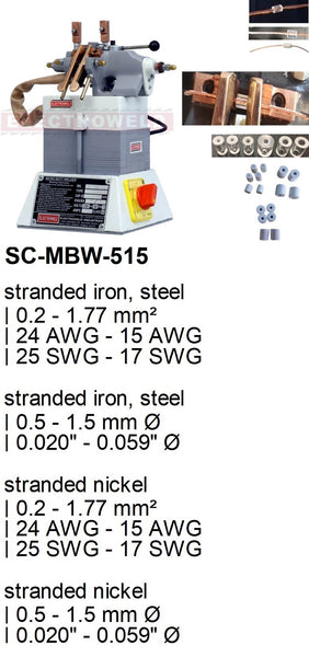 Electroweld Micro Stranded Wire Butt Welder 1KVA (SC-MBW-515: 0.2mm²-1.77mm²)