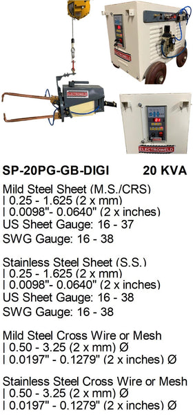Electroweld Suspension Spot Welder Gun with 360° Gyro 20KVA (SP-20PG-GB-DIGI)