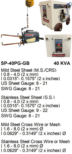 Electroweld Suspension Spot Welder Gun with 360° Gyro 40KVA (SP-40PG-GB-DIGI)