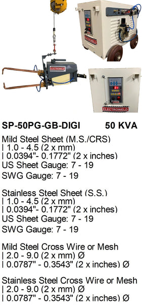 Electroweld Suspension Spot Welder Gun with 360° Gyro 50KVA (SP-50PG-GB-DIGI)