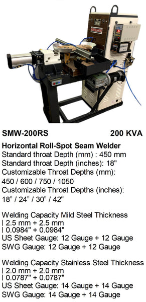Electroweld Horizontal Roll-Spot Seam Welder 200KVA (SMW-200RS)