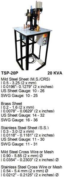 Electroweld Table Mounted Pneumatic High Precision Spot Welder 20KVA (TSP-20P)