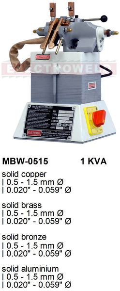 Electroweld Micro Wire Butt Welder 1KVA (MBW-0515: Weldability 0.5mm-1.5mm)